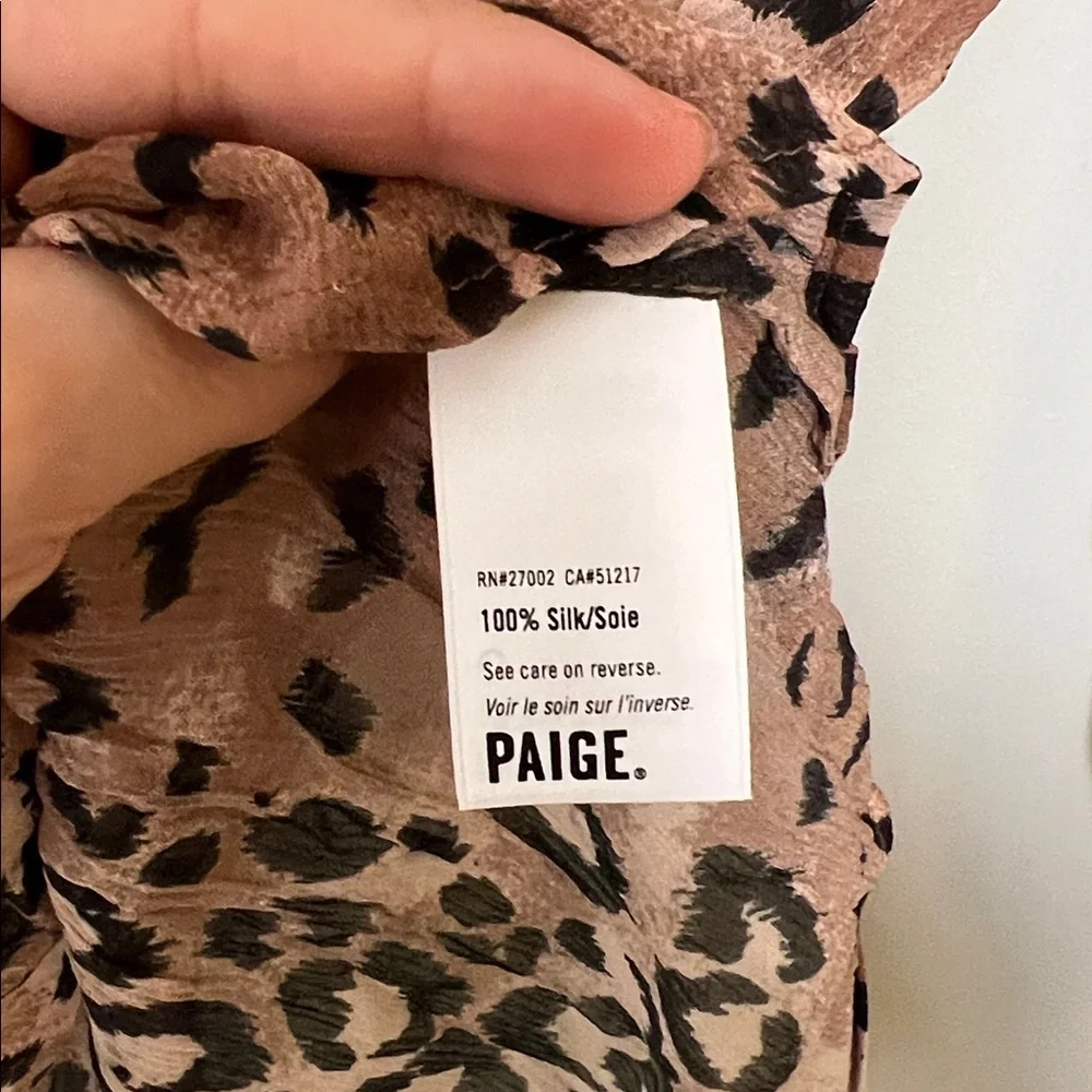 Paige silk beretta blouse animal print size XS NEW |  Leopard Print Sheer Top
